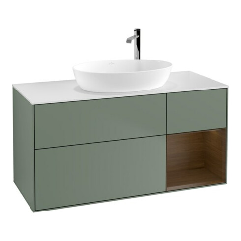 V&B Waschtischunterschrank Finion 120cm, Pl wh. m, Reg wal ven, Oli. m Lac