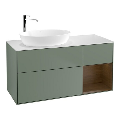 V&B Waschtischunterschrank Finion 120cm, Pl wh. m, Reg wal ven, Oli. m Lac