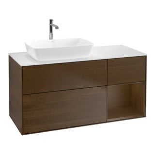 V&B Waschtischunterschrank Finion 120cm, Pl wh. m, Reg wal ven, wal ven