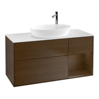 V&B Waschtischunterschrank Finion 120cm, Pl wh. m, Reg wal ven, wal ven