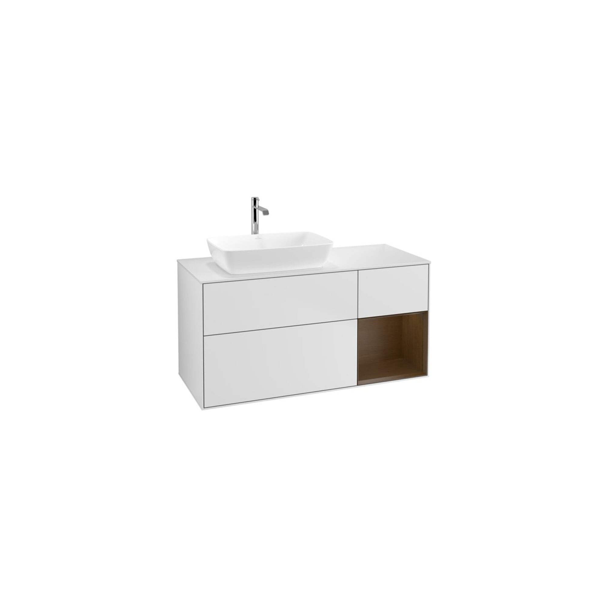 V&B Waschtischunterschrank Finion 120cm, Pl wh. m, Reg wal ven, wh. m Lac ; Villeroy & Boch