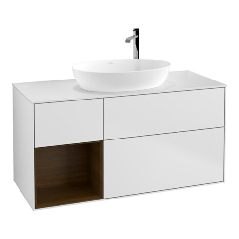 V&B Waschtischunterschrank Finion 120cm, Pl wh. m, Reg wal ven, wh. m Lac