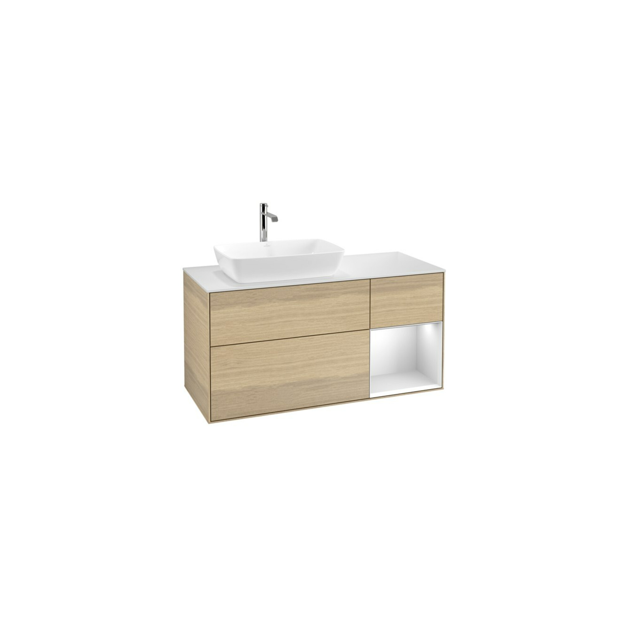 V&B Waschtischunterschrank Finion 120cm, Pl wh. m, Reg wh. m Lac, Oa ven ; Villeroy & Boch