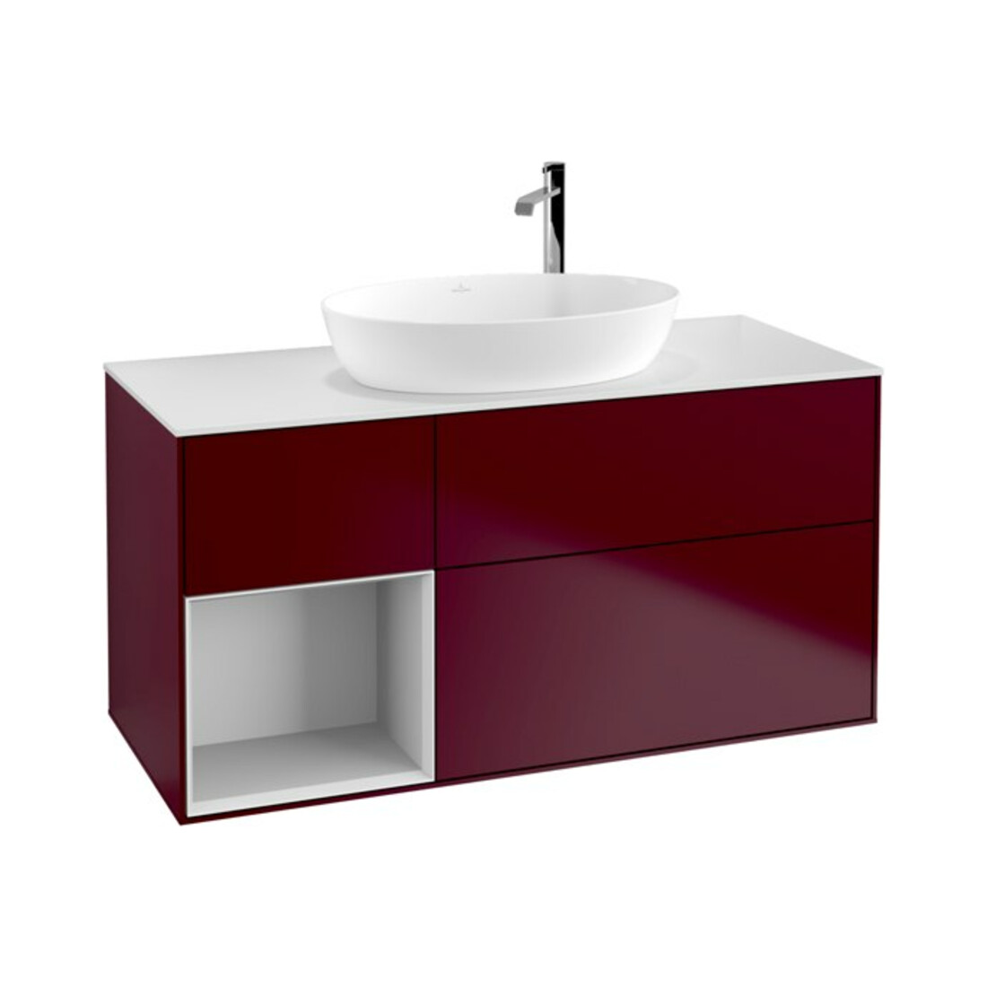 V&B Waschtischunterschrank Finion 120cm, Pl wh. m, Reg wh. m Lac, Peo m