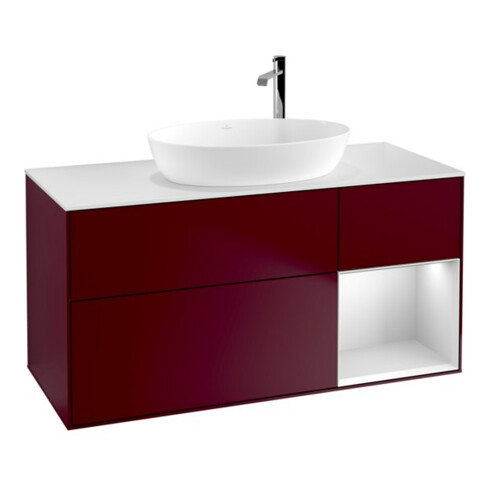 V&B Waschtischunterschrank Finion 120cm, Pl wh. m, Reg wh. m Lac, Peo m