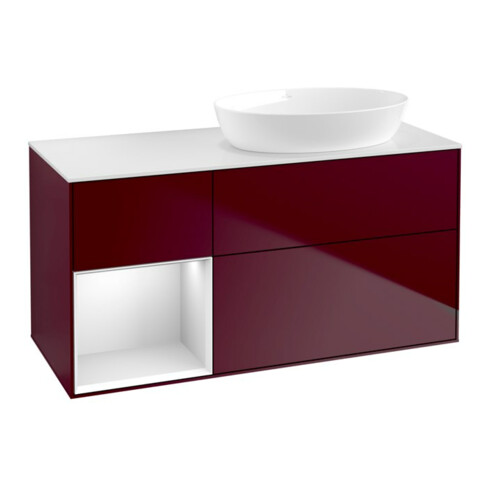 V&B Waschtischunterschrank Finion 120cm, Pl wh. m, Reg wh. m Lac, Peo m