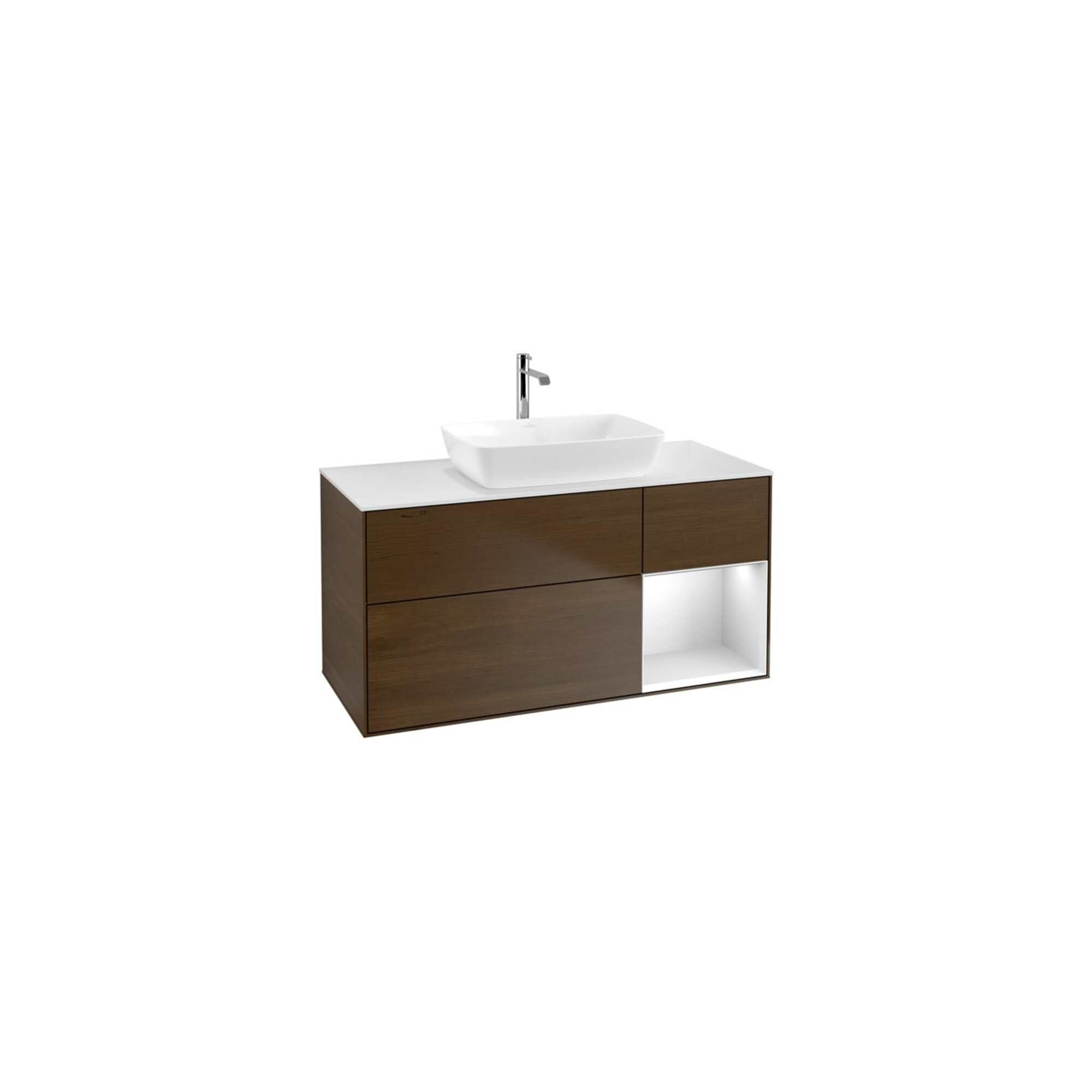 V&B Waschtischunterschrank Finion 120cm, Pl wh. m, Reg wh. m Lac, wal ven ; Villeroy & Boch