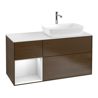 V&B Waschtischunterschrank Finion 120cm, Pl wh. m, Reg wh. m Lac, wal ven