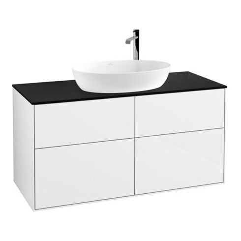 V&B Waschtischunterschrank Finion 120x60,3cm, Abd.-Pl. bla m, glo wh. Lac