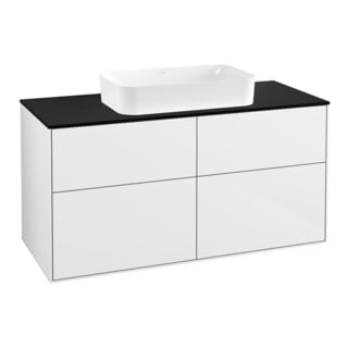 V&B Waschtischunterschrank Finion 120x60,3cm, Abd.-Pl. bla m, glo wh. Lac