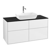 V&B Waschtischunterschrank Finion 120x60,3cm, Abd.-Pl. bla m, glo wh. Lac