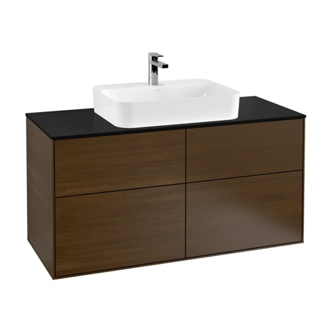 V&B Waschtischunterschrank Finion 120x60,3cm, Abd.-Pl. bla m, wal veneer