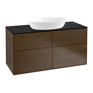 V&B Waschtischunterschrank Finion 120x60,3cm, Abd.-Pl. bla m, wal veneer