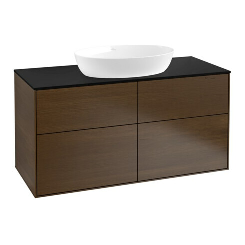 V&B Waschtischunterschrank Finion 120x60,3cm, Abd.-Pl. bla m, wal veneer
