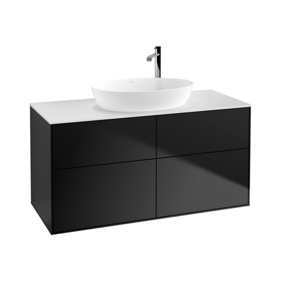 V&B Waschtischunterschrank Finion 120x60,3cm, Abd.-Pl. wh. m, bla m Lac