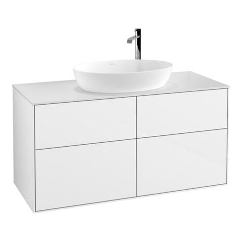 V&B Waschtischunterschrank Finion 120x60,3cm, Abd.-Pl. wh. m, glo wh. Lac