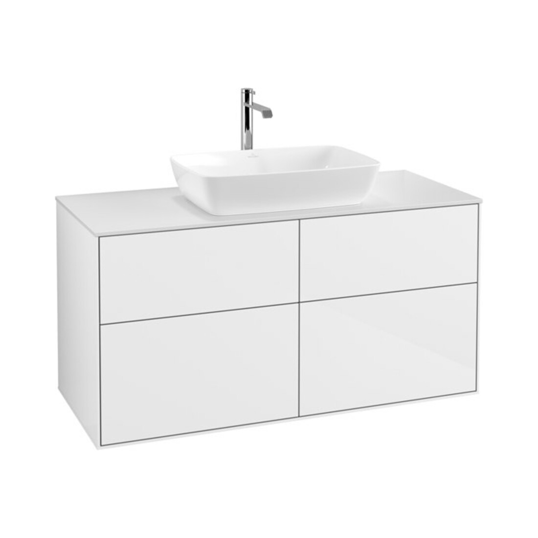 V&B Waschtischunterschrank Finion 120x60,3cm, Abd.-Pl. wh. m, glo wh. Lac