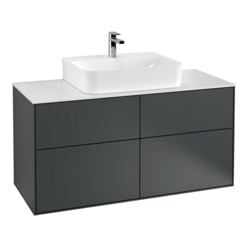 V&B Waschtischunterschrank Finion 120x60,3cm, Abd.-Pl. wh. m, md bl. m Lac