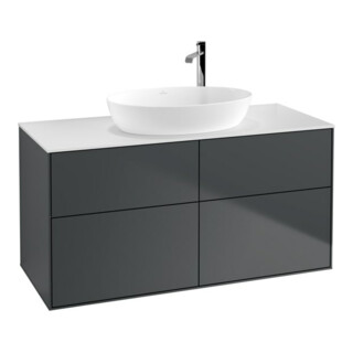 V&B Waschtischunterschrank Finion 120x60,3cm, Abd.-Pl. wh. m, md bl. m Lac