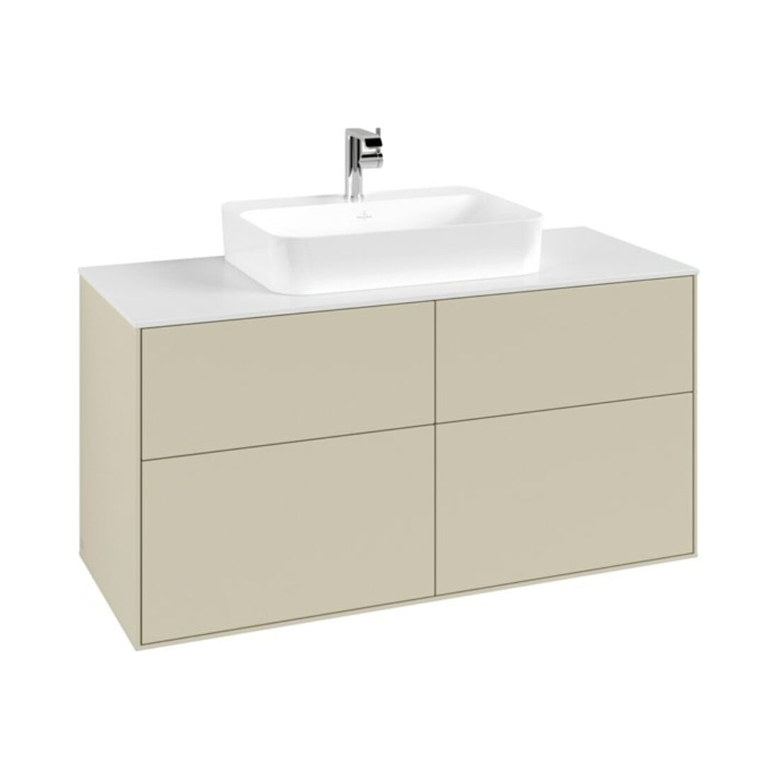V&B Waschtischunterschrank Finion 120x60,3cm, Abd.-Pl. wh. m, si Gr m Lac