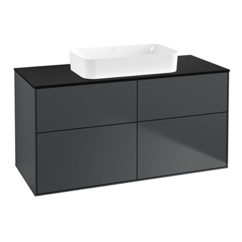 V&B Waschtischunterschrank Finion 120x60,3x50,1cm, Gl. bla m, md bl. m Lac