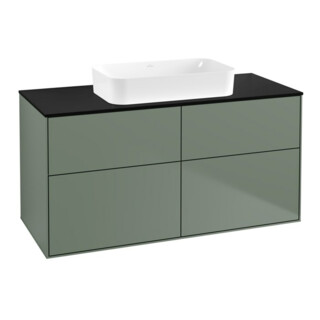 V&B Waschtischunterschrank Finion 120x60,3x50,1cm, Gl. bla m, Oli. m Lac