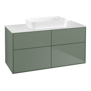 V&B Waschtischunterschrank Finion 120x60,3x50,1cm, Gl. wh. m, Oli. m Lac