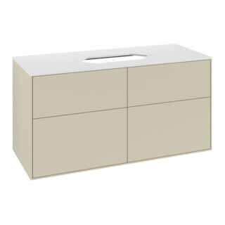 V&B Waschtischunterschrank Finion 120x60,3x50,1cm, Gl. wh. m, si Gr m Lac