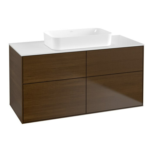 V&B Waschtischunterschrank Finion 120x60,3x50,1cm, Gl. wh. m, wal veneer