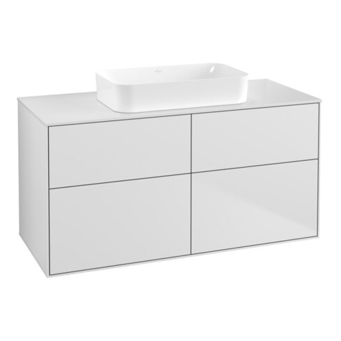 V&B Waschtischunterschrank Finion 120x60,3x50,1cm, Gl. wh. m, wh. m Lac