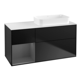 V&B Waschtischunterschrank Finion 120x60 cm, Reg li Anthrac. m, bla m Lac