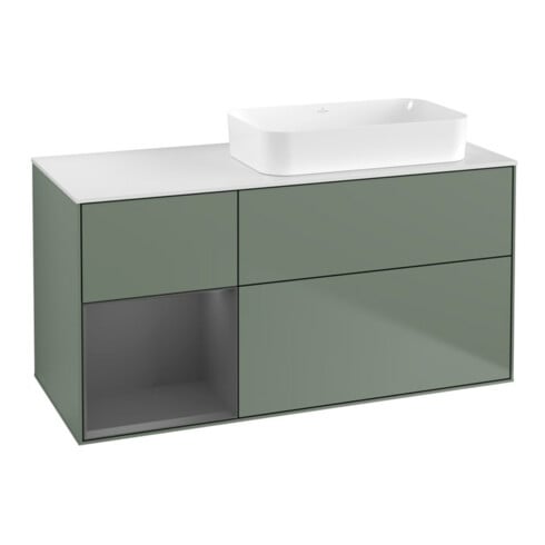 V&B Waschtischunterschrank Finion 120x60 cm, Reg li Anthrac. m, Oli. m Lac