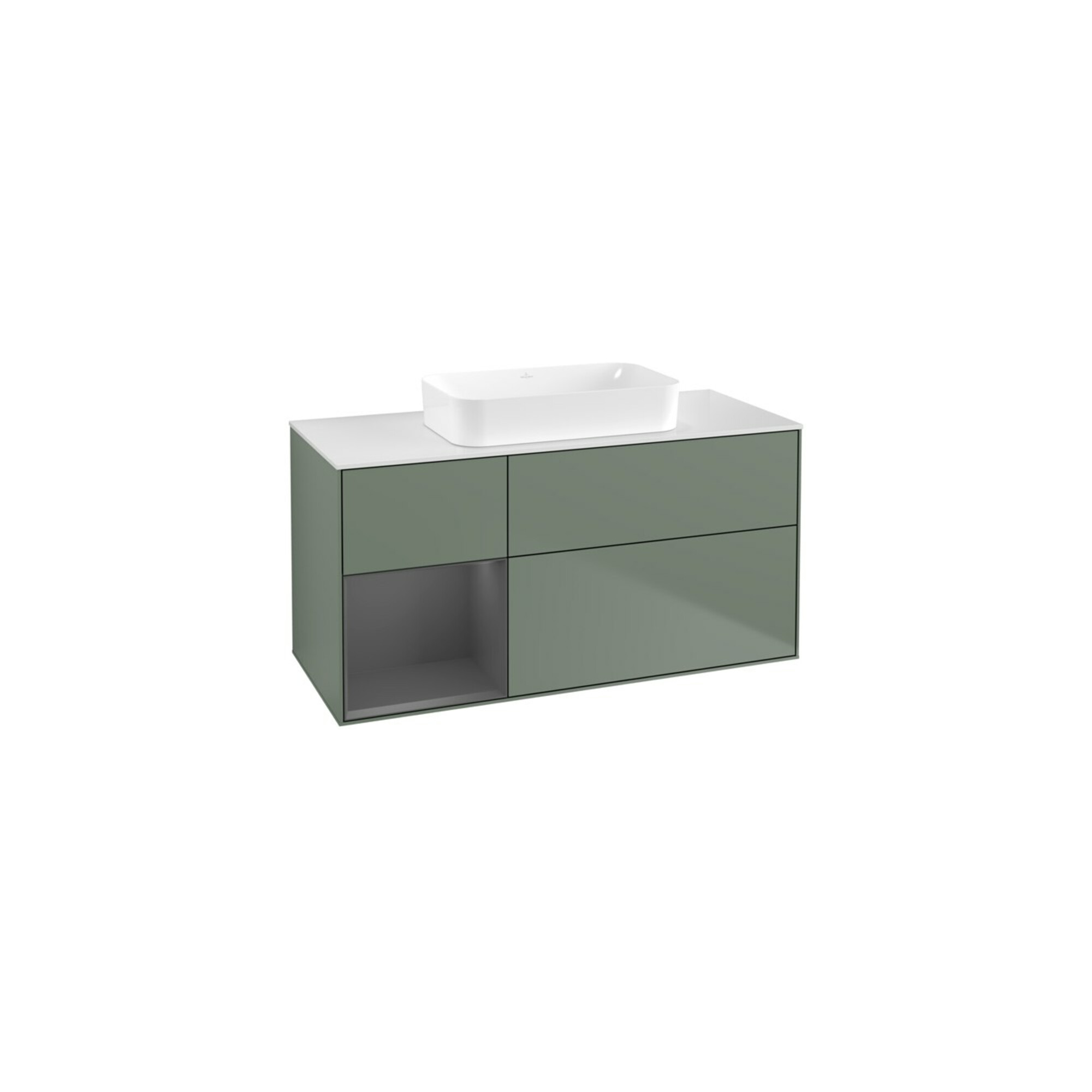 V&B Waschtischunterschrank Finion 120x60 cm, Reg li Anthrac. m, Oli. m Lac ; Villeroy & Boch