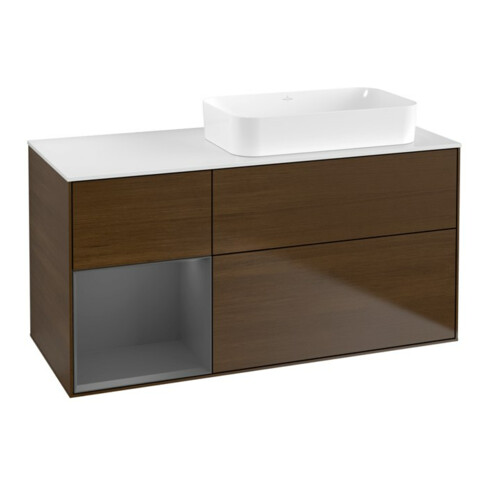 V&B Waschtischunterschrank Finion 120x60 cm, Reg li Anthrac. m, wal veneer