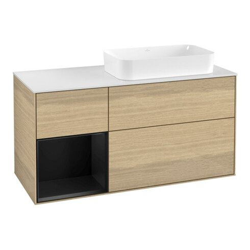 V&B Waschtischunterschrank Finion 120x60 cm, Reg li bla m Lac, Oak Veneer