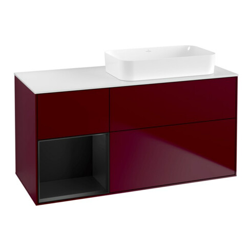 V&B Waschtischunterschrank Finion 120x60 cm, Reg li bla m Lac, Peony Matt