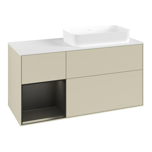 V&B Waschtischunterschrank Finion 120x60 cm, Reg li bla m Lac, si Gr m Lac