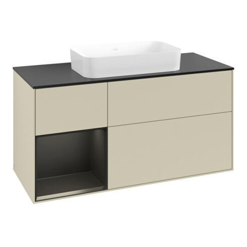 V&B Waschtischunterschrank Finion 120x60 cm, Reg li bla m Lac, si Gr m Lac