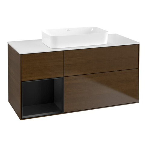 V&B Waschtischunterschrank Finion 120x60 cm, Reg li bla m Lac, wal veneer