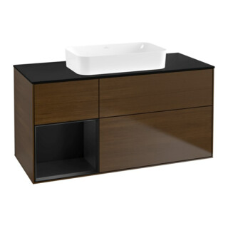 V&B Waschtischunterschrank Finion 120x60 cm, Reg li bla m Lac, wal veneer