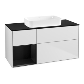 V&B Waschtischunterschrank Finion 120x60 cm, Reg li bla m Lac, wh. m Lac