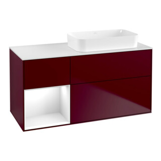 V&B Waschtischunterschrank Finion 120x60 cm, Reg li glo wh. Lac, Peo Matt