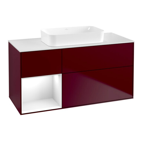 V&B Waschtischunterschrank Finion 120x60 cm, Reg li glo wh. Lac, Peo Matt