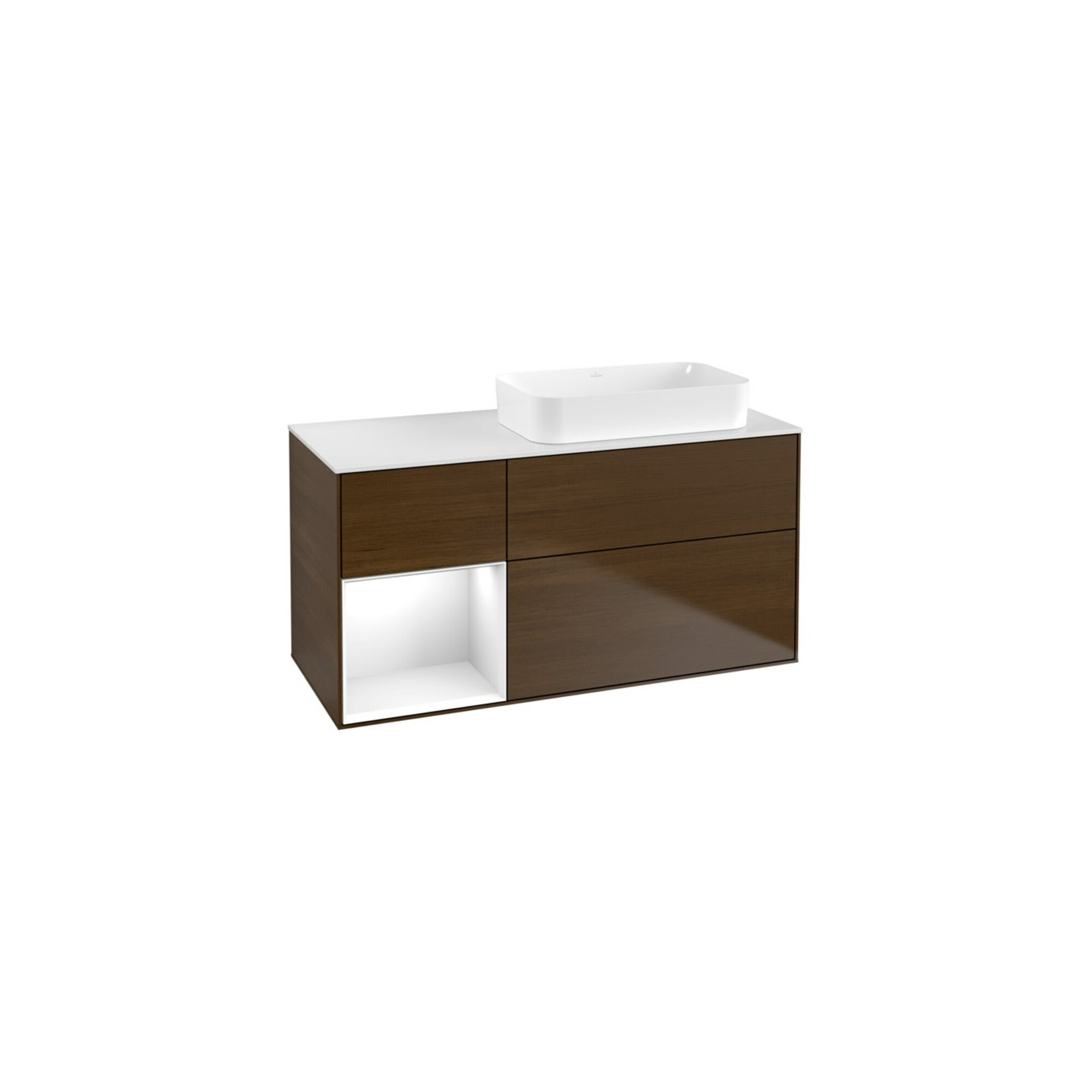 V&B Waschtischunterschrank Finion 120x60 cm, Reg li glo wh. Lac, wal ven ; Villeroy & Boch