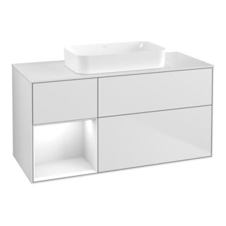 V&B Waschtischunterschrank Finion 120x60 cm, Reg li glo wh. Lac, wh. m Lac