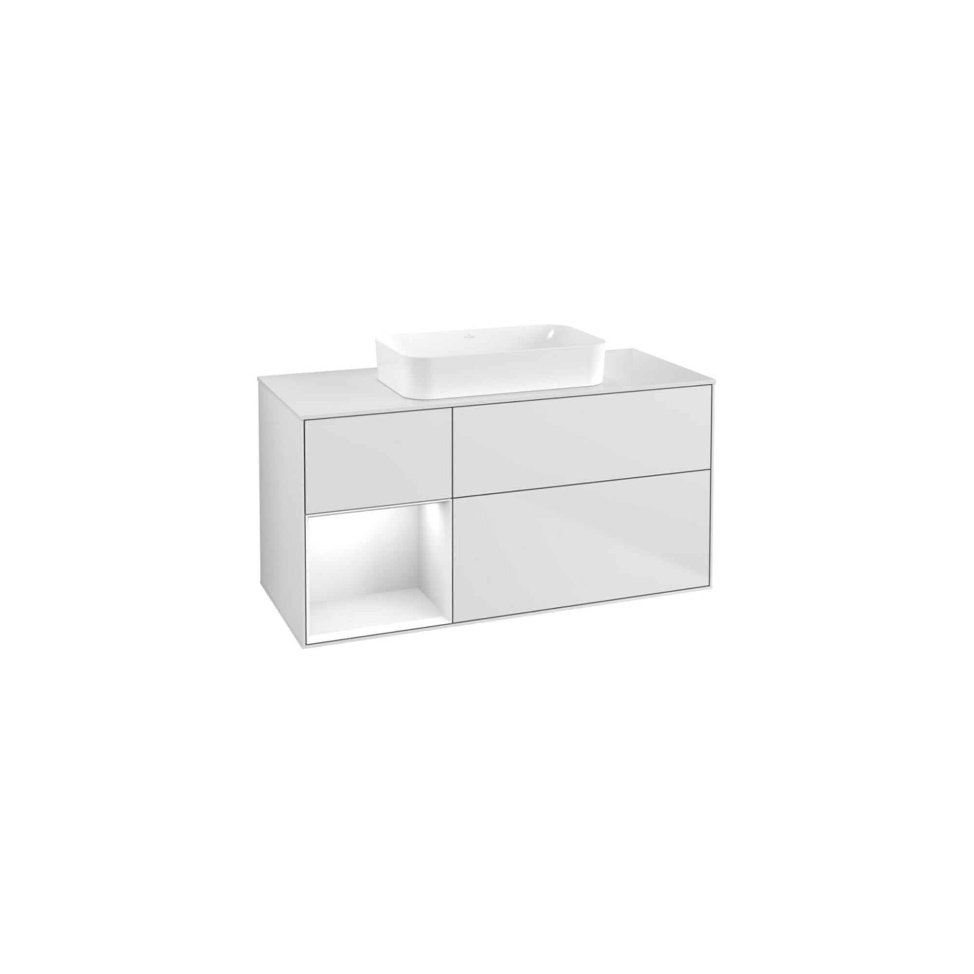 V&B Waschtischunterschrank Finion 120x60 cm, Reg li glo wh. Lac, wh. m Lac ; Villeroy & Boch