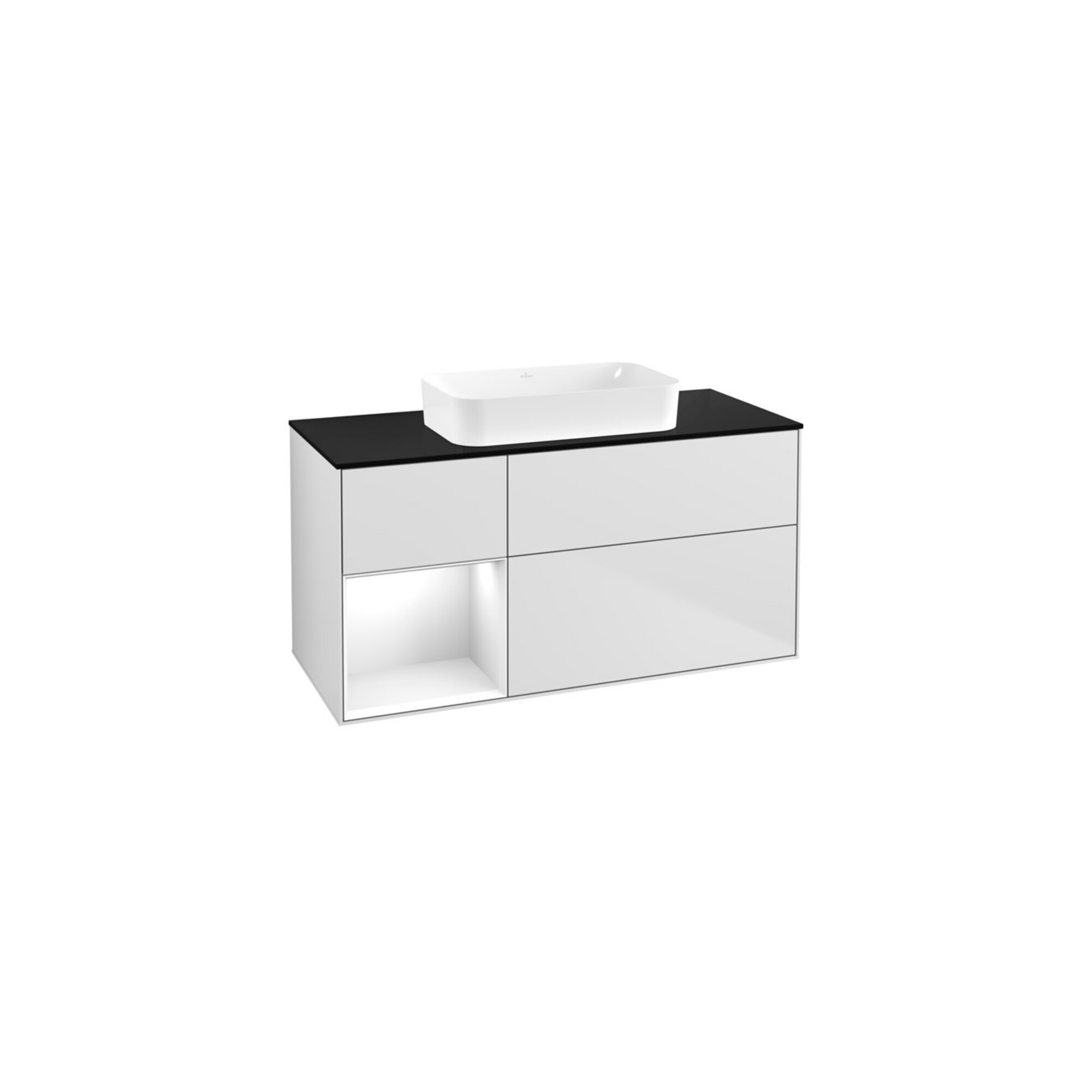 V&B Waschtischunterschrank Finion 120x60 cm, Reg li glo wh. Lac, wh. m Lac ; Villeroy & Boch