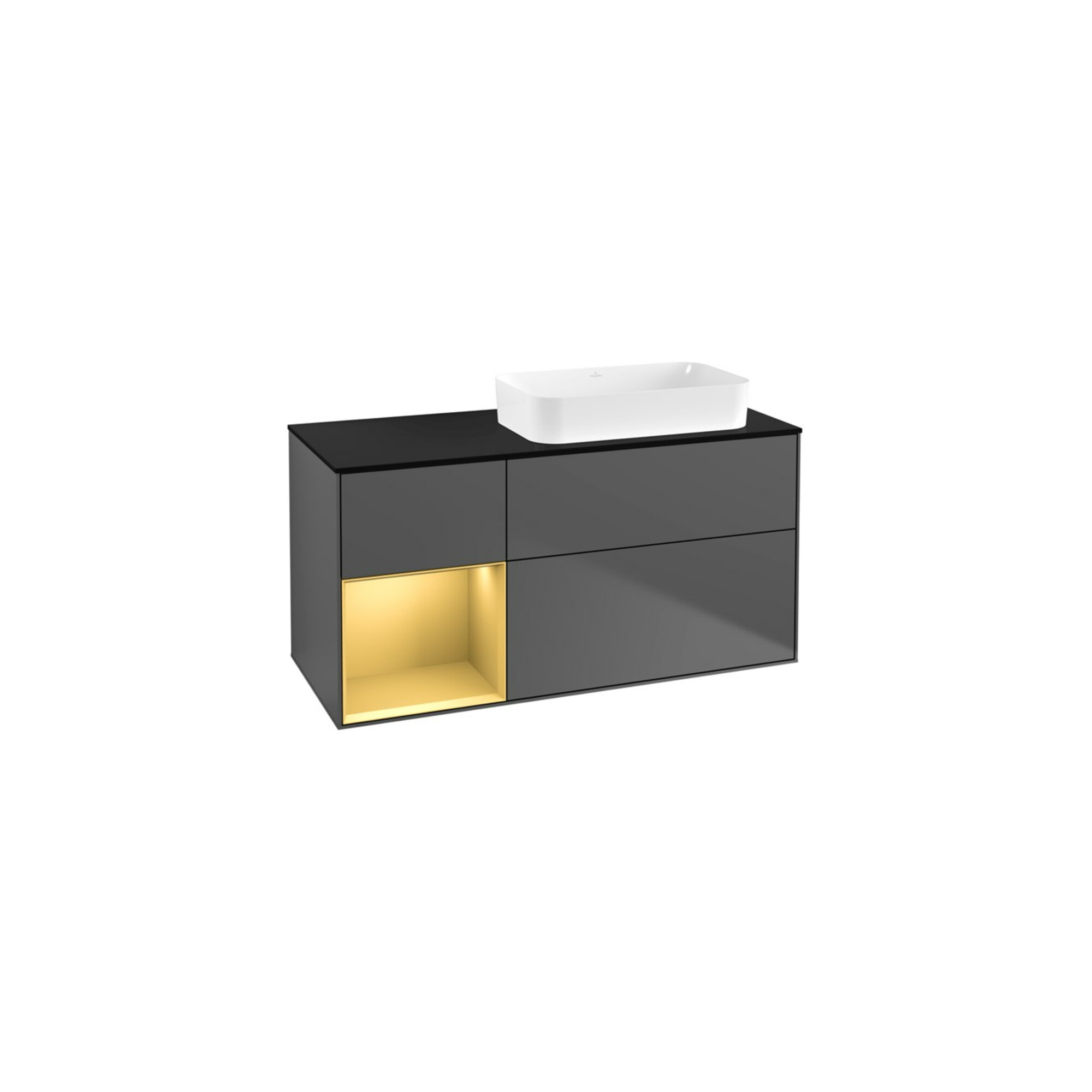 V&B Waschtischunterschrank Finion 120x60 cm, Reg li gol m, Anthracite matt ; Villeroy & Boch