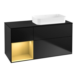 V&B Waschtischunterschrank Finion 120x60 cm, Reg li gol m, bla m lacquer