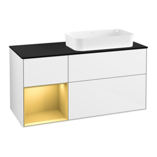 V&B Waschtischunterschrank Finion 120x60 cm, Reg li gol m, glo wh. lacquer